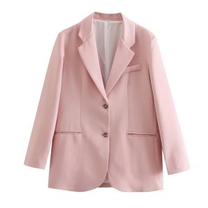 Mulheres Primavera Colarado Collar Rosa Casual Terno Casaco Feminino Manga Longa Outerwear Escritório Senhora Senhora Loose Tops C1101 210430