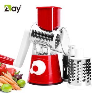 Vegetable Slicer Manual Kitchen Accessories Vegetable Chopper 3 in 1 Round Grater Mandoline Cutter Potato Home Gadget Tools Item 210317