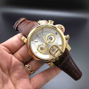 男性のための高級高品質の時計すべてのポインタワーククロノグラフ石英腕時計レザービジネス防水デザイナー腕時計モントトリ