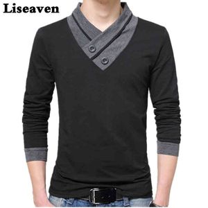 Liseaven Mężczyźni Tops Tees Z Długim Rękawem Tshirt Marka Koszulki Dla Męskie T Shirt Plus Size Bawełna Jesień Zimowa Odzież Y0323