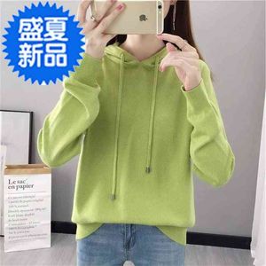 Sweater Mulheres Com Capuz Malha Outono Estilo Coreano Top 210427