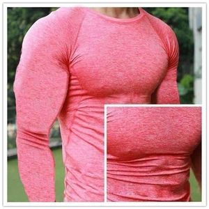 Men Quick Dry Fitness Tees Outdoor Sport Running Climbing Long Sleeves Tights Bodybuilding Tops Gym Train Compression T-shirt 210716