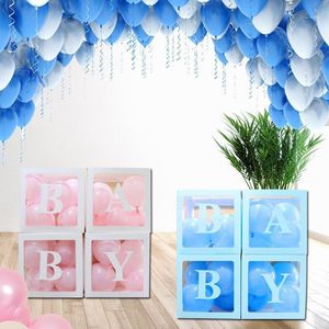 Present wrap st set diy transparent box latex ballong baby kärlek block för pojke flicka dusch bröllop födelsedagsfest dekoration bakgrund