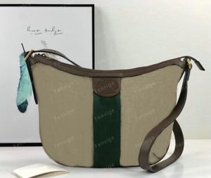Ophidia dumpling Semilunar Shoulder Bag classic Canvas bags Crossbody Women Cowhide Leather Purse Clutch Messenger Handbags with Red and Green Webbing