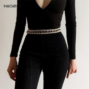 3pcs / set Multi Layered Imitation Pearl Chunky Tjock Twisted Black Velvet Harness Waist Belly Chain Women Body Smycken