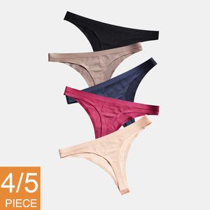 Intimo donna senza cuciture in seta di ghiaccio Panty sexy femminile T-Back solido morbido perizoma perizoma per perizoma lingerie donna 211021