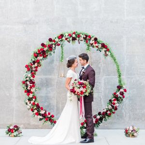 Ferro forjado arco redondo fundo de casamento suporte festa de aniversário decoração de fase ao ar livre círculo arco quadro de backdrop