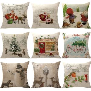 Tillverkare Försäljning Jul älg Santa Claus Serie Pillow Lumbar Kuddehölje Hem Linne Digitala Tryckkuddar Anpassad grossistlogo