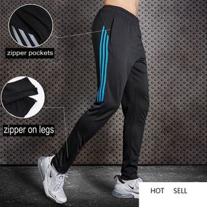 Men Running Pants Soccer Training With Zipper Pocket Trousers Jogging FitnessWorkout Sport