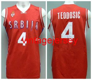 Milos Teodosic #4 Basketbol Forması Takımı Sırbistan Srbija Serbio Retro Mens Tüm Dikişli Özel Herhangi Bir Sayı İsim Formaları