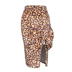 Women's Pencil Cheetah Skirts High Waist Elegant Golden Leopard Side Slit Sexy Female Velvet Skirt with BowTie Lady Trendy 210527