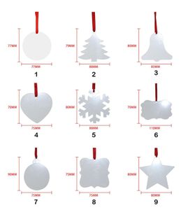 50% di sconto su sublimazione ornamento di Natale in bianco Ciondolo per albero di Natale su due lati Piastra in alluminio multiforma Etichetta appesa in metallo Vacanze