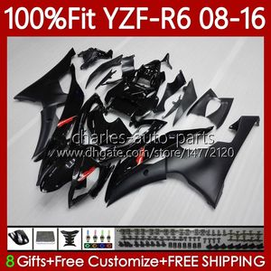 Injektionsfeedningar för Yamaha Matte Black YZF-R6 YZF R6 600 R 6 YZF-600 YZFR6 08 09 10 11 12 2013 2014 2015 2016 99NO.176 YZF600 2008 2009 2010 2011 2012 13 14 15 16 OEM BODY