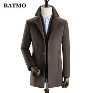 Batmo llegada invierno de alta calidad de lana engrosada gabardina hombres, chaquetas engrosadas de lana para hombres, k627 211011