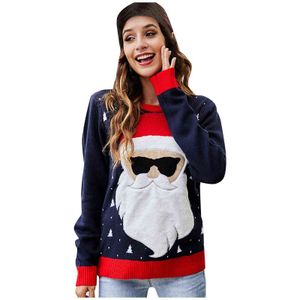 Women's Cute And Ugly Christmas Santa Claus Head Knitted Sweater Round Neck Pullover Loose Christmas Sweater Y1118