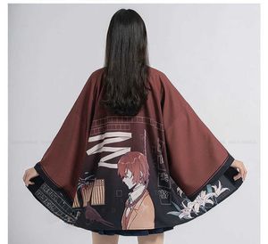 Мужчины Женщины Harajuku Японский стиль Кимоно Haori Cardigan аниме Bungo бездомных собак Dazai Osamu Cosplay Costume Yukata Tee Tee Tops рубашка Y0913