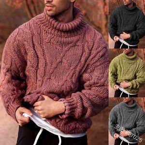 Plus Size Męskie Turtleneck Swetry Moda Jesień Zimowe Pulowers Pełna Rękaw Dziany sweter Lugentolo Męskie