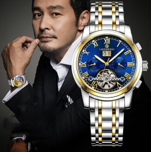 Лагеши мода мужские часы с нержавеющей сталью Лучшие бренд роскошный спортивный хронограф механические часы мужчины relogio masculino