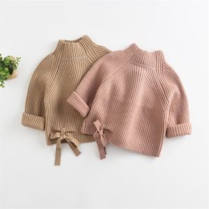 Dzieci Baby Swetry Solid Color Turtleneck Chłopcy i Dziewczyny Dzianiny Dzieci Sweter Casual Girl Odzież 1-5 Y 211104