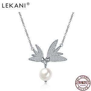 Wholesale real pearl pendant necklace for sale - Group buy LEKANI Brand Special Design Real Silver Necklace Exquisite Smooth Crystal Pearl Pendant Necklace Chain High Quality