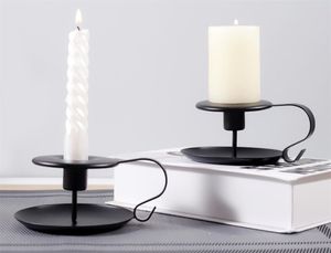 Заводская железа коническая свеча держатель, черные подсвечники.
