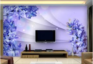 Обои WDBH Пользовательские Po 3D Обои Фэнтези Фиолетовые Цветы Фон Гостиная Домашнее Декор Стены Стены Для Стены 3 D
