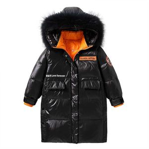 Girls Warm Coat Winter Parkas Duck Down Shiny Jacket Children Hooded Outerwear Fur coat Thick Jacket For Kids Girl TZ683 H0910