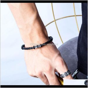 Bracelets Jewelrymens Fashion Jewelry Charm Cuff Infinity Black Handmade Woven Design Punk Hip Hop Men Boy Lucky Leather Bracelet For Drop D