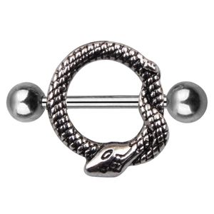 YYJFF D0989 Snake Nipple Ring Silver-Black
