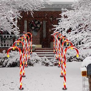 杖LEDライトクリスマスガーデンの庭の経路ライトXmas Navidadのクリスマスの装飾のためのキャンディー杖の光年の装飾211104