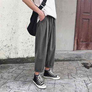 Spring and Autumn Fashion Hong Kong style men's super Fire ins ankle-length pants loose solid color Harlan pants student X0723