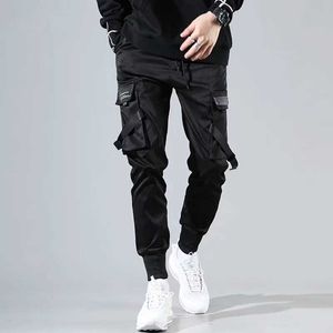 2020 Streetwear Männer Bänder Hosen Homme Schwarz Taschen Mann Cargo Hosen Harem Jogger Harajuku Sweatpant Hip Hop Hosen X0615