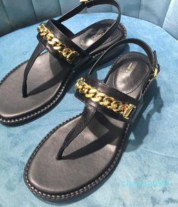 2021 летний кожаный кожаный зажимной носок фея стиль сандалии женские толстые цепь елочные пляжные римские туфли 2021