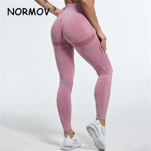 Normov Sexig sömlös leggings Kvinnor Slim High Waist Squat Proof Fitness Bubble Butt Legging Push Up Gym Sport Workout Leggins 211204