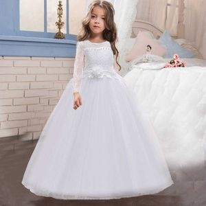 Summer White Red Long Bridesmaid Dress Baby Bow Gown Kids Clothes For Girls Children Princess Party Wedding Dress 10 12 Years Q0716