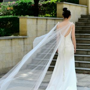 Avvolge Giacche TOPQUEEN G33 Vegan Alternativa Drappeggiata Matrimonio Mantella Velo Abito da sposa Cover-Up Catena di perle ecologiche Sexy Scialle con schienale basso