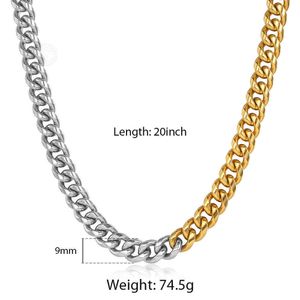 Miami Hip Hop Style Men's and Women's Neck Ras Necklace, Cuban Stainless Steel Mesh Chain, Gold and Silver, Fashion Jewelry, 3 / 9mm, Dnm37 Q0809