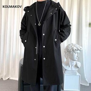 spring Long style coat men's High quality casual trench coat , casual hoooded jackets men,Men's Clothing Windbreakers FY09 211011