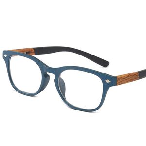 Solglasögon Träkornsläsningsglasögon för män Kvinnor Fashion Retro Unbreakable Optical förstoring Presbyopiska läsare Full Rim Blue2105