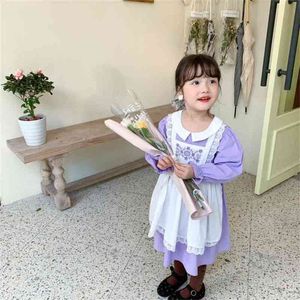 春のファッションの女の子ロリータスタイルレースプリンセスドレス1-5年の誕生日パーティードレス服210508