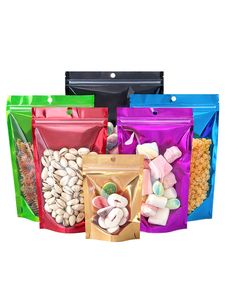 Mutli-sizes and Colors Clear and Colorful Zip Lock Food Grade Stand up Packing Bags Zipper Seal Dry Flower Herb Packaging Pouches