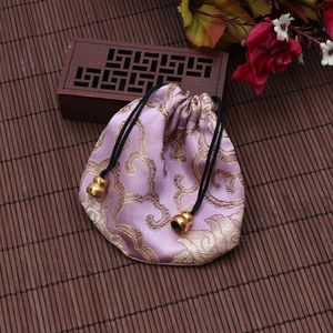 Jewelry Pouches Bags Traditional Silk Travel Pouch Classic Chinese Embroidery Bag Organizer F2TD