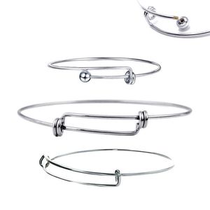 5 pcs moda fio de cobre / aço inoxidável metal pulseira expansível base ajustável pulseira em branco diy charme braceletes q0719