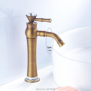 Diamond Revolving Bathroom Basin Brass Single Handle And Cold Wash Vanity Toilet Above Counter Faucet Sink Faucets1