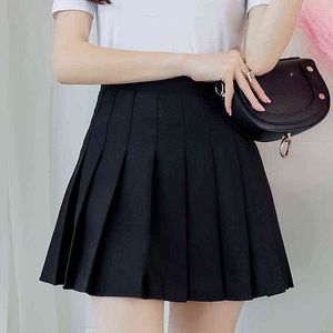 Mulheres alta cintura plissada saia y2k verão outono casual kawaii A-line saias xadrez japonês escola uniforme mini saias para meninas g220309