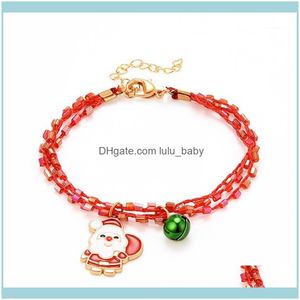 Charm Jewelrycharm Bilezikler Noel Teması Bell Noel Baba Şekli Bileklik Süper Alaşımlı Alaşım El Yapımı Halat Hediye1 Damlası Teslimat 20