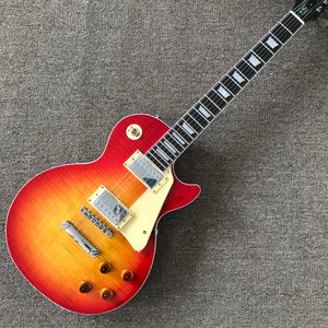 2021 E-Gitarre mit Palisandergriffbrett, Ahorndecke in der Farbe Cherry Burst, Korpus aus massivem Mahagoni
