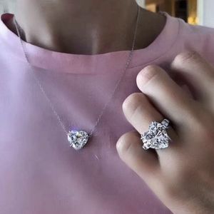 2021 set di gioielli con diamanti da laboratorio con taglio a cuore da 6 ct argento 925 anelli di nozze per feste collana per le donne gioielli da sposa Moissanite