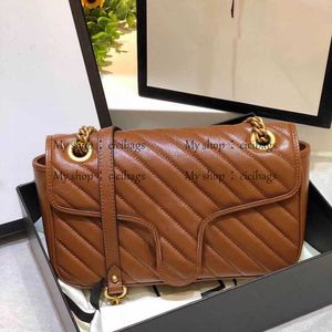 럭셔리 디자이너 크로스 바디 가방 2021 Womens Lady Brown Brand 정품 가죽 술 플랩 메신저 가방 클러치 핸드백 지갑