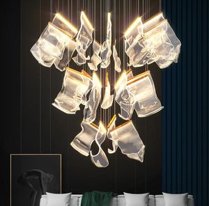 LED LED Postmodern Wisiorek Lampy Złoty List Light Lamparas De Techo Lampki sufitowe